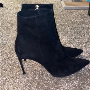 BRIAN ATWOOD VIDA POINTED TOE BOOTIE, BLACK SUEDE